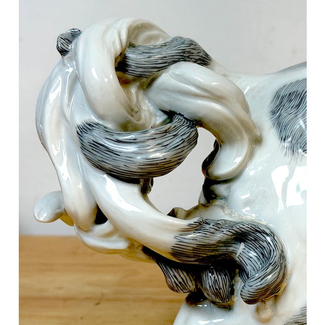 Ceramic Large Dresden Porcelain Standing Toy Spaniel King Charles / Pekingese, 1900s For Sale - Image 7 of 11