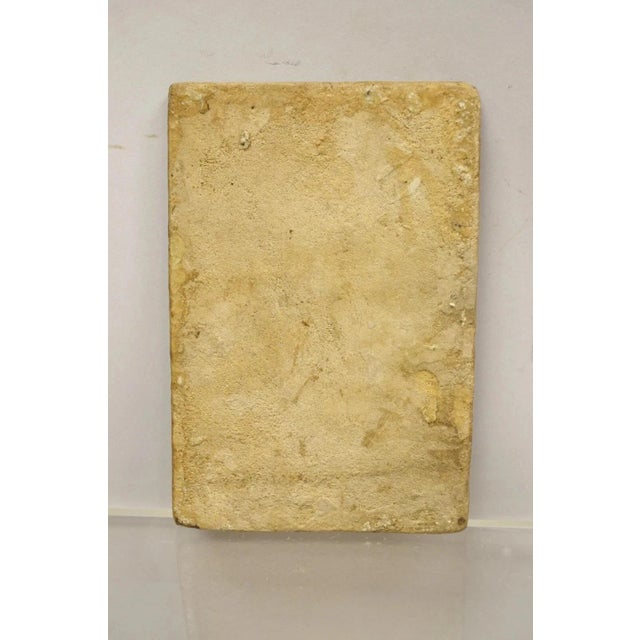 Ceramic Antique Persian Iznik Qajar Style Green Ceramic Pottery Tile Kneeling Woman C5 For Sale - Image 7 of 9