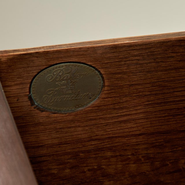 Brown Vintage Campaign Style Chest of Drawers by Baker For Sale - Image 8 of 18