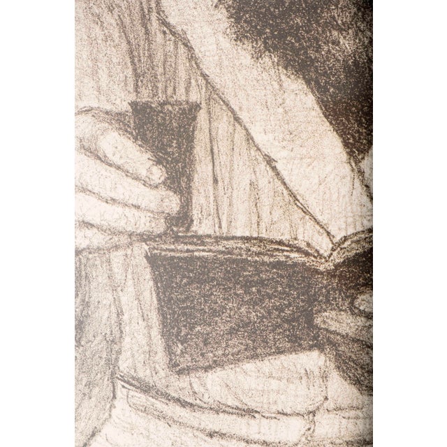 Cream 1975 Tully Filmus “Kiddush” Signed & Numbered Judaica Lithograph, Framed For Sale - Image 8 of 10