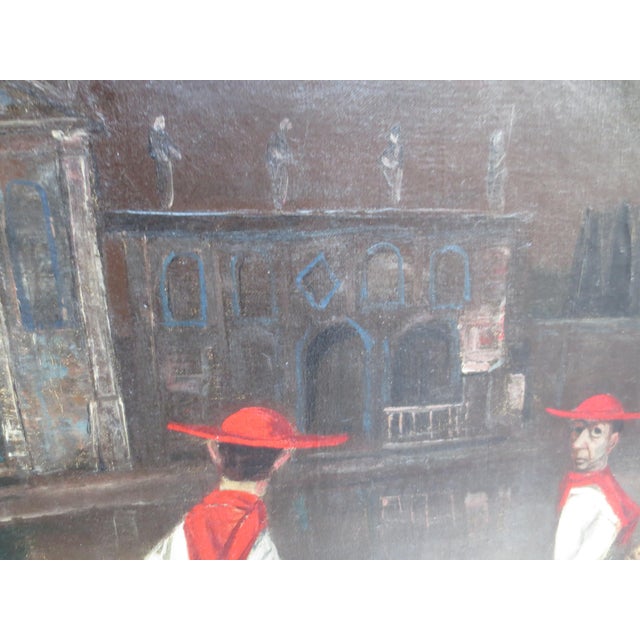 Mid 20th Century Iceskating Cardinals Under the Moon at the Cathedral by Louis Bosa For Sale - Image 5 of 11