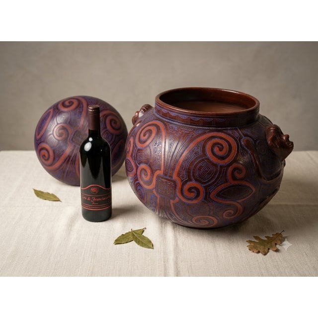 1980s Brazilian Marajoara Ceramic Vase in the style of Raimundo Cardoso, 1980s For Sale - Image 5 of 13