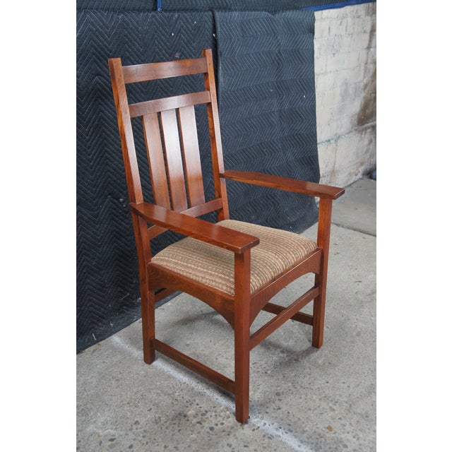 Wood 6 Stickley Mission Arts & Crafts Quartersawn Oak Harvey Ellis Dining Chairs For Sale - Image 7 of 15