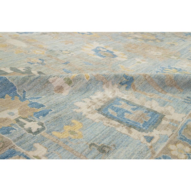 2010s Apadana's Modern Blue Oversized Sultanabad Wool Rug With Allover Design For Sale - Image 5 of 10