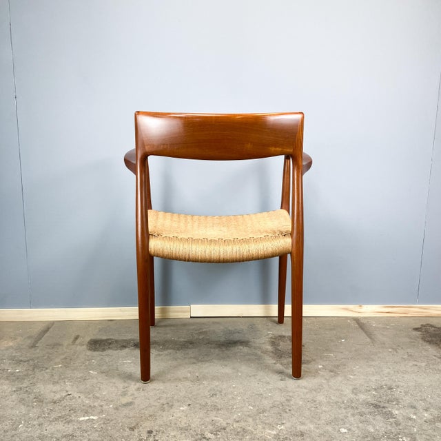 Wood Danish Armchair in Teak and Paper Cord by Niels Otto Møller for J.L. Møllers, 1960s For Sale - Image 7 of 13