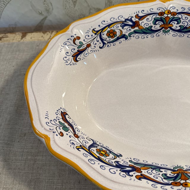 Late 20th Century Late 20th Century Ceramica Nova Deruta Hand Painted Oblong Serving Bowl Italy For Sale - Image 5 of 9
