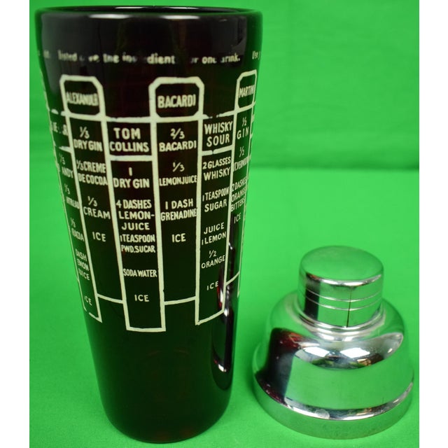 1930s 1930s Ruby Glass Cocktail Shaker W/ 8 Recipes & Chrome Lid/ Spout For Sale - Image 5 of 8