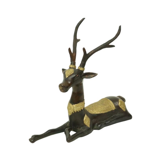 Vintage Bronze Reclining Deer Statue, 1970s For Sale - Image 13 of 13