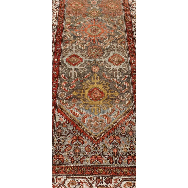 Textile Antique Persian Hamadan Long Runner in Brown, Gray and Earth Tones 2'6 X 16'3 For Sale - Image 7 of 14