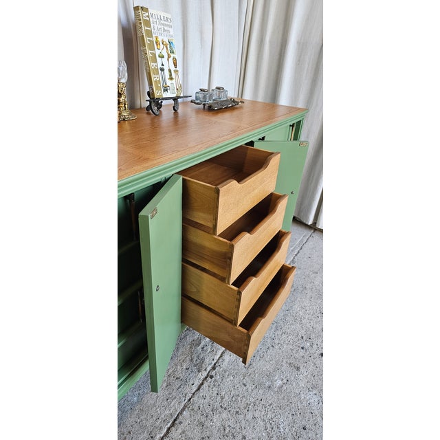 Thomasville Green Dresser, Tamerlane Collection, Mid Century Modern, Credenza 1950's For Sale - Image 14 of 16