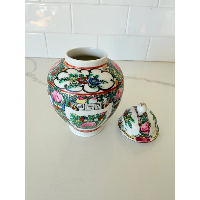 White Vintage Famille Rose Porcelain Ginger Jar For Sale - Image 8 of 8