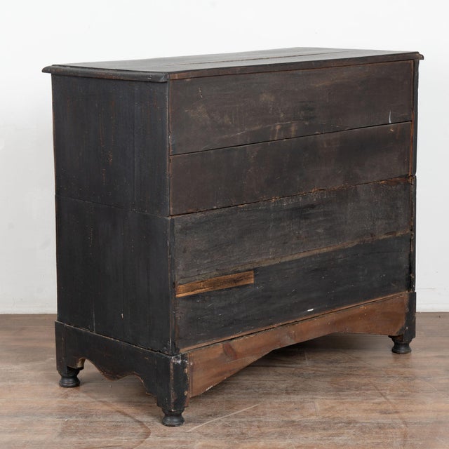 Early 19th Century Black Rococo Large Oak Chest of Four Drawers, Denmark For Sale - Image 15 of 15