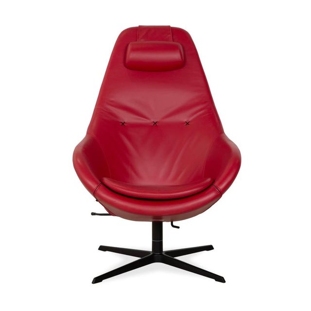 Set of Cocoon Armchair and Ottoman in Red Leather from Varier For Sale - Image 14 of 18