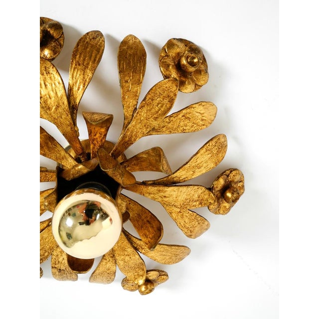 Brutalist Florentine Gold-Plated Iron Ceiling Lamp, 1960s For Sale - Image 16 of 18