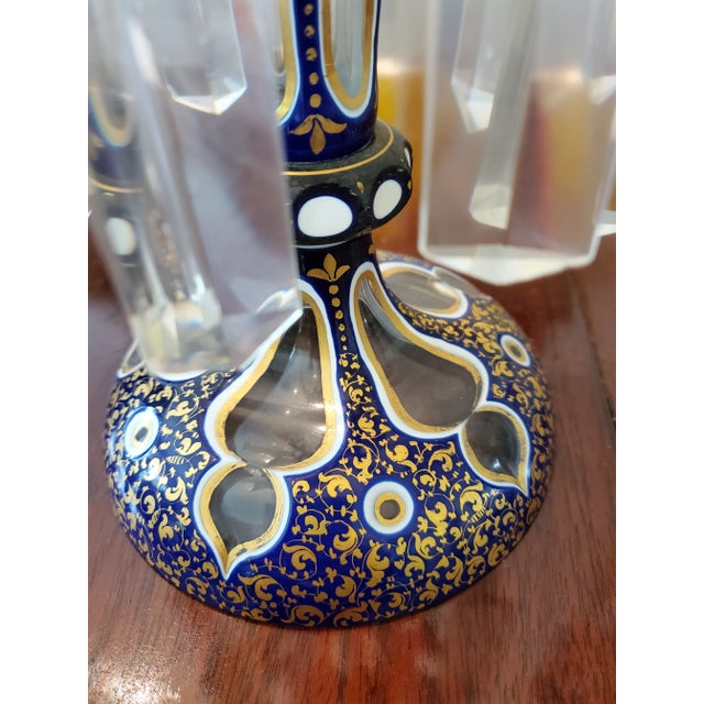 Late 19th Century Antique Bohemian Glass Moser Overlay Lusters - a Pair For Sale - Image 5 of 6