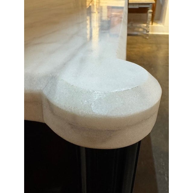 Mid 20th Century Louis XVI Style Piano Black Sideboard With a Marble Top For Sale In Dallas - Image 6 of 7