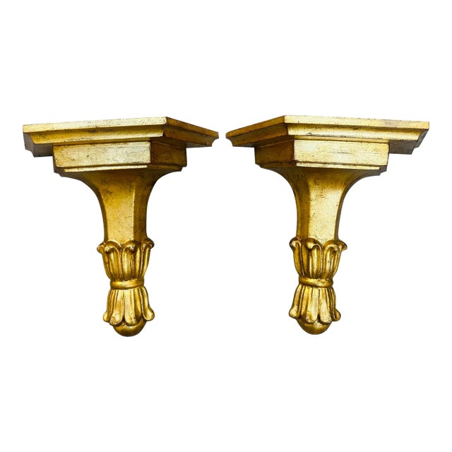 Vintage Italian Gold Wall Brackets For Sale