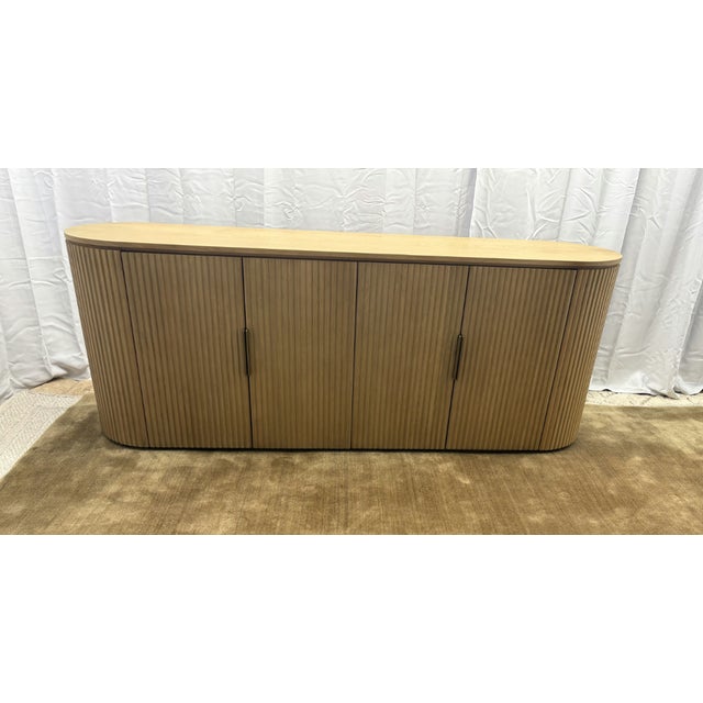 RH Restoration Hardware Byron 4-Door Sideboard — 84” Light Oak | Reeded American White Oak | Artisan Crafted New Open Box...