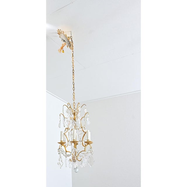 Gold French Vintage Gilt Bronze Chandelier in the Manner of Baguès For Sale - Image 8 of 15