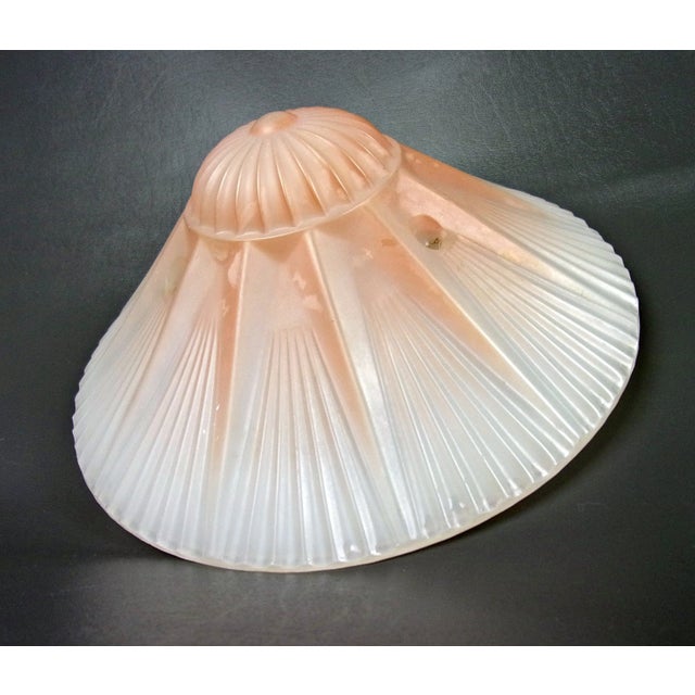Antique Art Deco Light Shade Sunburst Frosted Pink Glass For Sale - Image 4 of 4