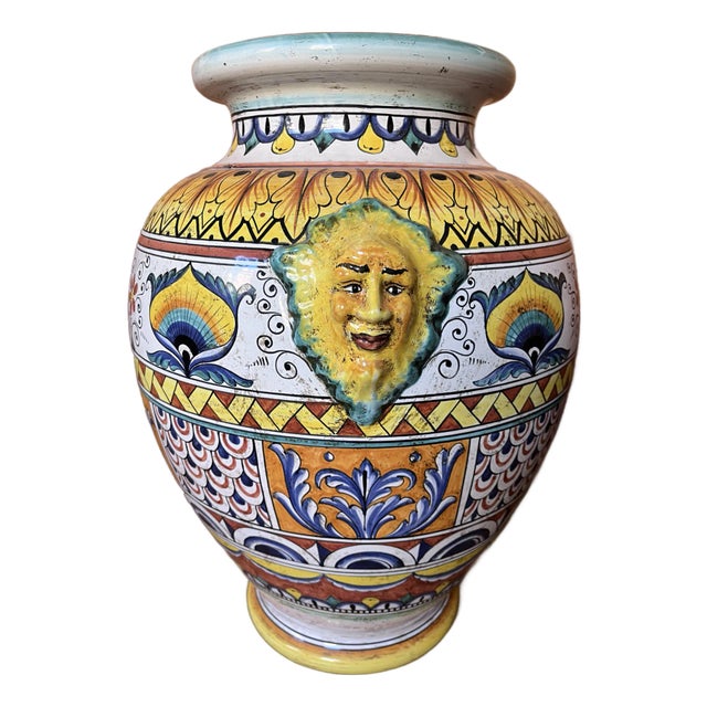 Late 20th Century Deruta Handmade, Hand Painted Vase/Umbrella Stand For Sale