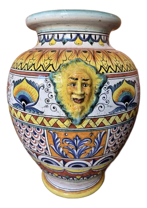 Late 20th Century Deruta Handmade, Hand Painted Vase/Umbrella Stand
