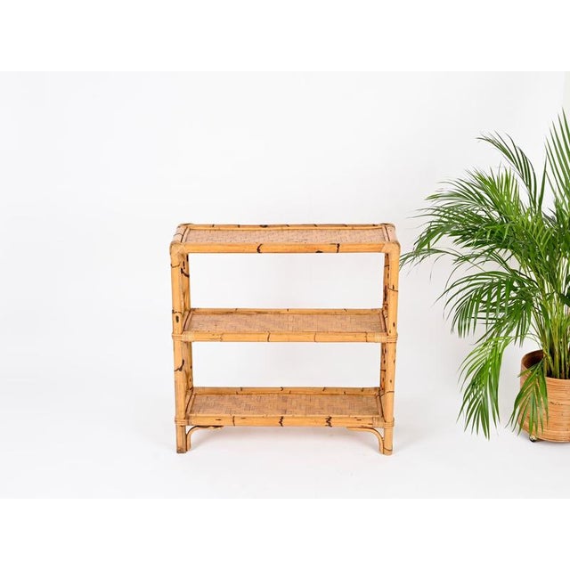 French Riviera Étagère or Console Table in Bamboo and Rattan, Italy, 1970s For Sale - Image 12 of 13