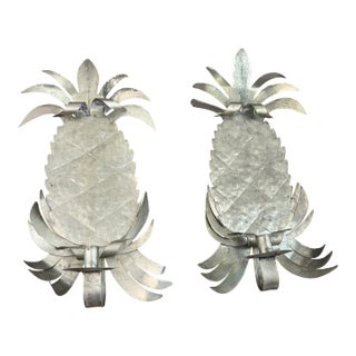 Vintage Tole Pineapple Candle Sconces For Sale
