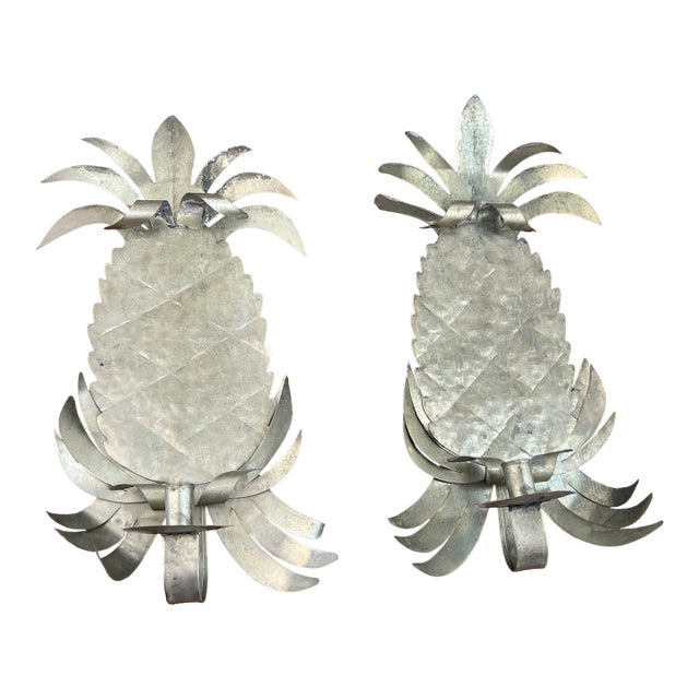 Vintage Tole Pineapple Candle Sconces For Sale