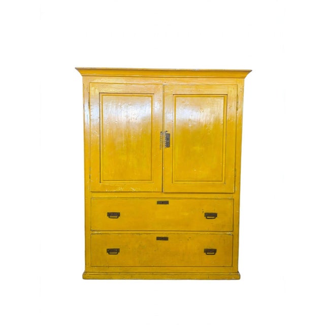 19th Century Antique Yellow Tuscan Pantry Cabinet, 1890s For Sale - Image 5 of 6