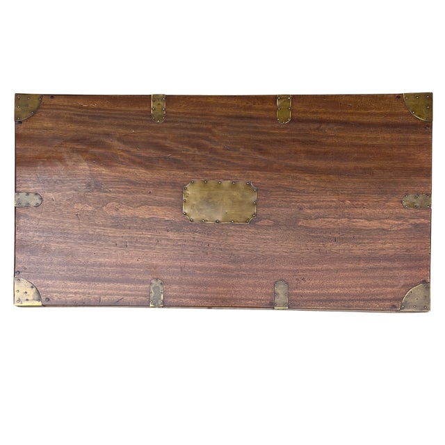 Early 20th Century Early 1900s English Camphor Wood Campaign Trunk For Sale - Image 5 of 13