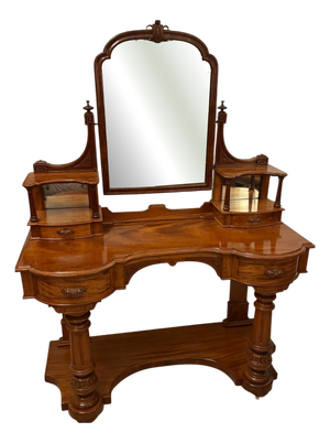 Antique Victorian Carved Mahogany Dressing Table, 1860s