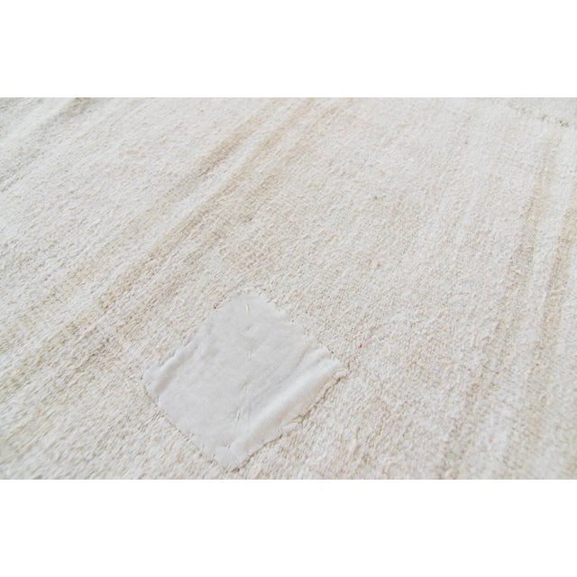 1970s Vintage Hemp Striped Off-White Handwoven Kilim Rug - 9’9” X 12’6” For Sale - Image 9 of 11