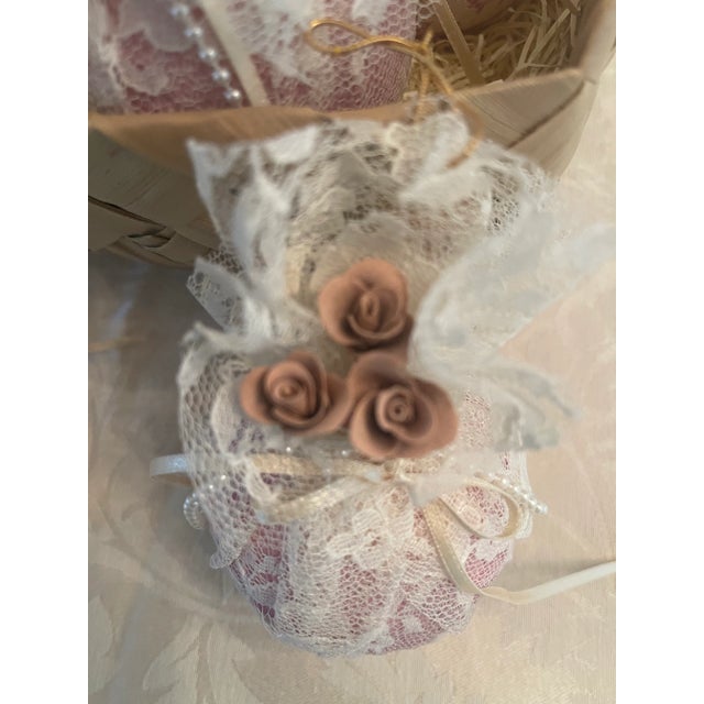 Victorian Lace Christmas Balls Set of 12 Hand Made For Sale - Image 4 of 4