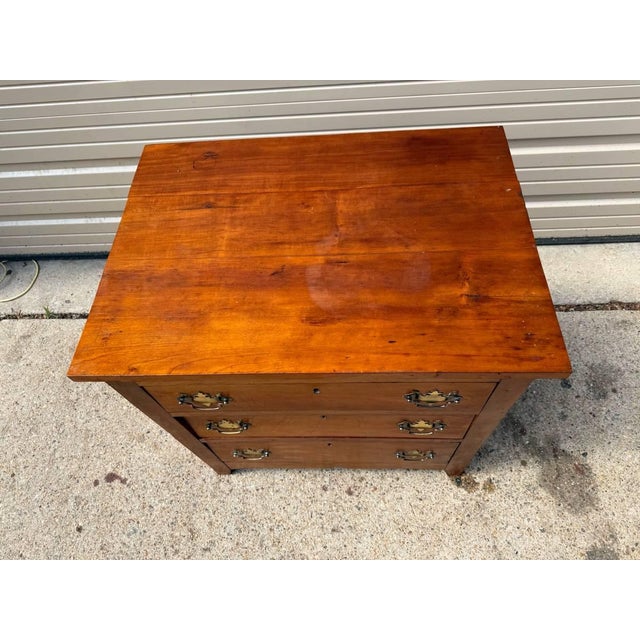 Antique 19th Century 3 Drawer Cottage Chest of 3 Drawers Solid wood frame, dovetail joint construction Brass hardware,...