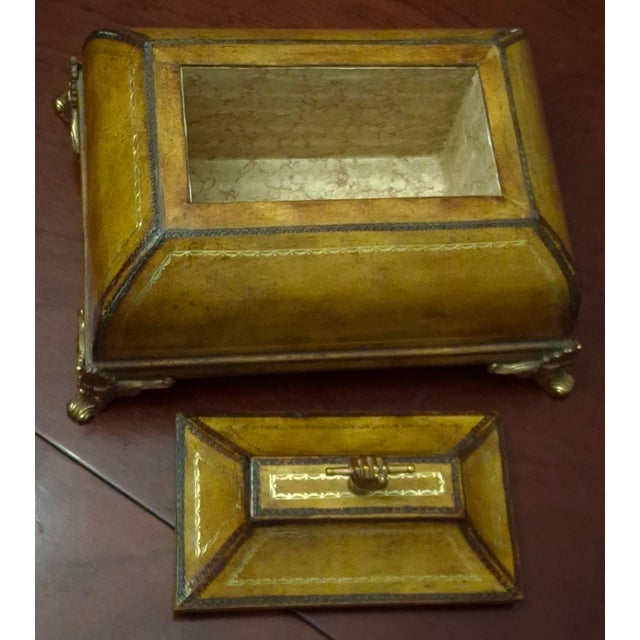 Maitland - Smith 1980s Maitland Smith Tooled Leather and Brass Mounts Decorative Box For Sale - Image 4 of 10