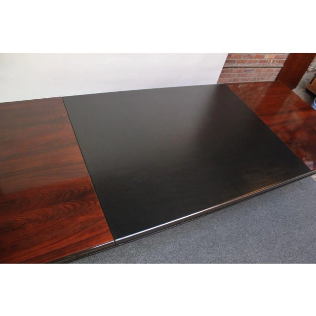 Wood Large Italian Rosewood and Leather Conference Table/Desk by Hans Von Klier For Sale - Image 7 of 13