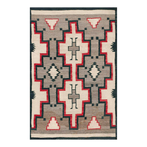 1920s Gray Geometric Kilim Antique American Navajo Rug 3'8"x 6 Flatweave Wool Carpet