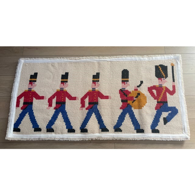 Mid 20th Century MCM Scandinavian Design Christmas 1970's Rya Style Latch Hook Rug Danish Soldiers For Sale - Image 5 of 10