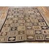 1960s Earth Tones Diamond Square Vintage American Hooked Rug 6' X 8'7" Knotted Pile Wool Carpet For Sale - Image 9 of 9