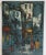 Colorful abstract of street scene in Paris with buildings and people. Signed Didier Grandt.(French 1934- ) Painting signed...