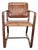 Brown Leather Buckle Lounge Chair With Curved Wooden Frame For Sale