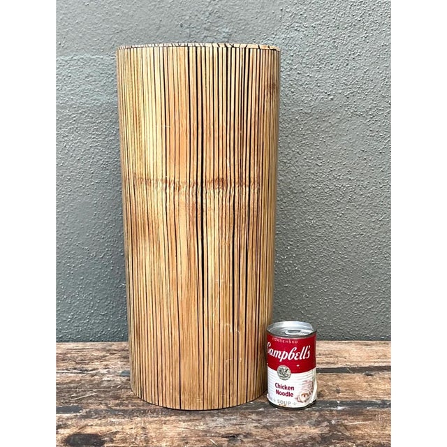 Vintage Coconut Shell Cylindrical Umbrella Stand For Sale - Image 9 of 12