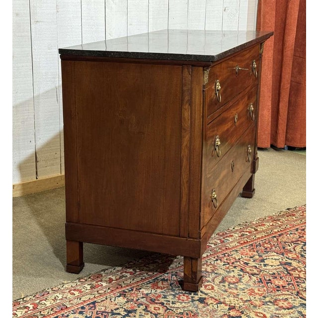 19th Century Empire Mahogany Chest of Drawers with a Marble Top For Sale - Image 16 of 18