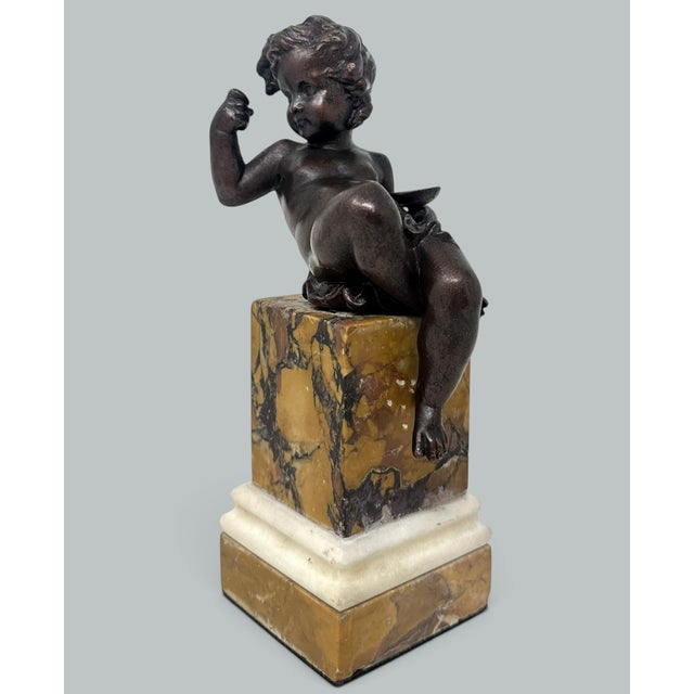 Antique Regency Grand Tour French Bronze Dore Cherub Putti Sienna Marble 19 Cent For Sale - Image 6 of 10
