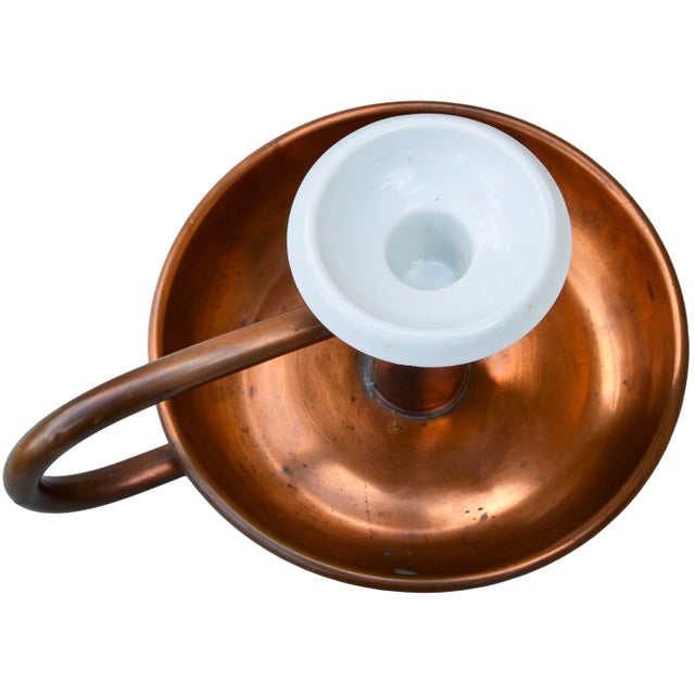 Mid 20th Century Mid 20th Century Handmade Americana Copper Candleholder With Ceramic Top For Sale - Image 5 of 8
