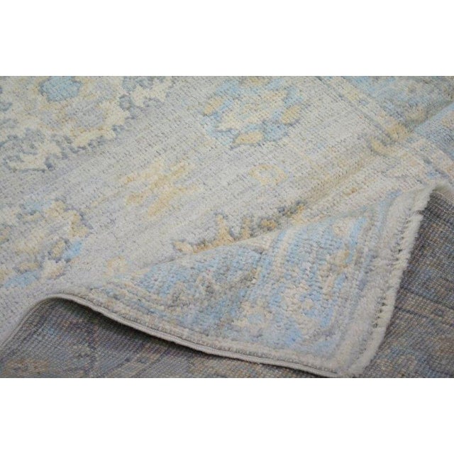 New Pakistani Oushak Hand Knotted Wool Rug, 3x8'7 For Sale - Image 4 of 4