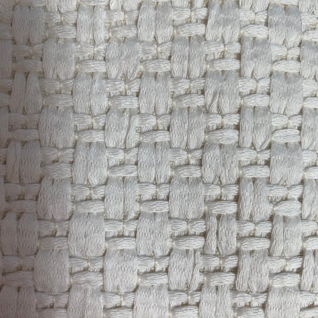 Designer Woven White Basketweave Cotton Fabric 1 1/4 Yard Chairish