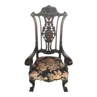 1920s Gothic Revival Carved Arm Chair For Sale