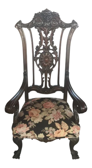 1920s Gothic Revival Carved Arm Chair